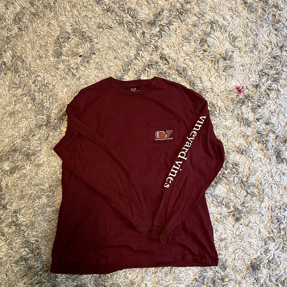 Vineyard Vines Men's Burgundy Long Sleeve Tee